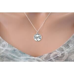 Sterling Silver Mountain Charm with Bronze Lightning Pendant Necklace